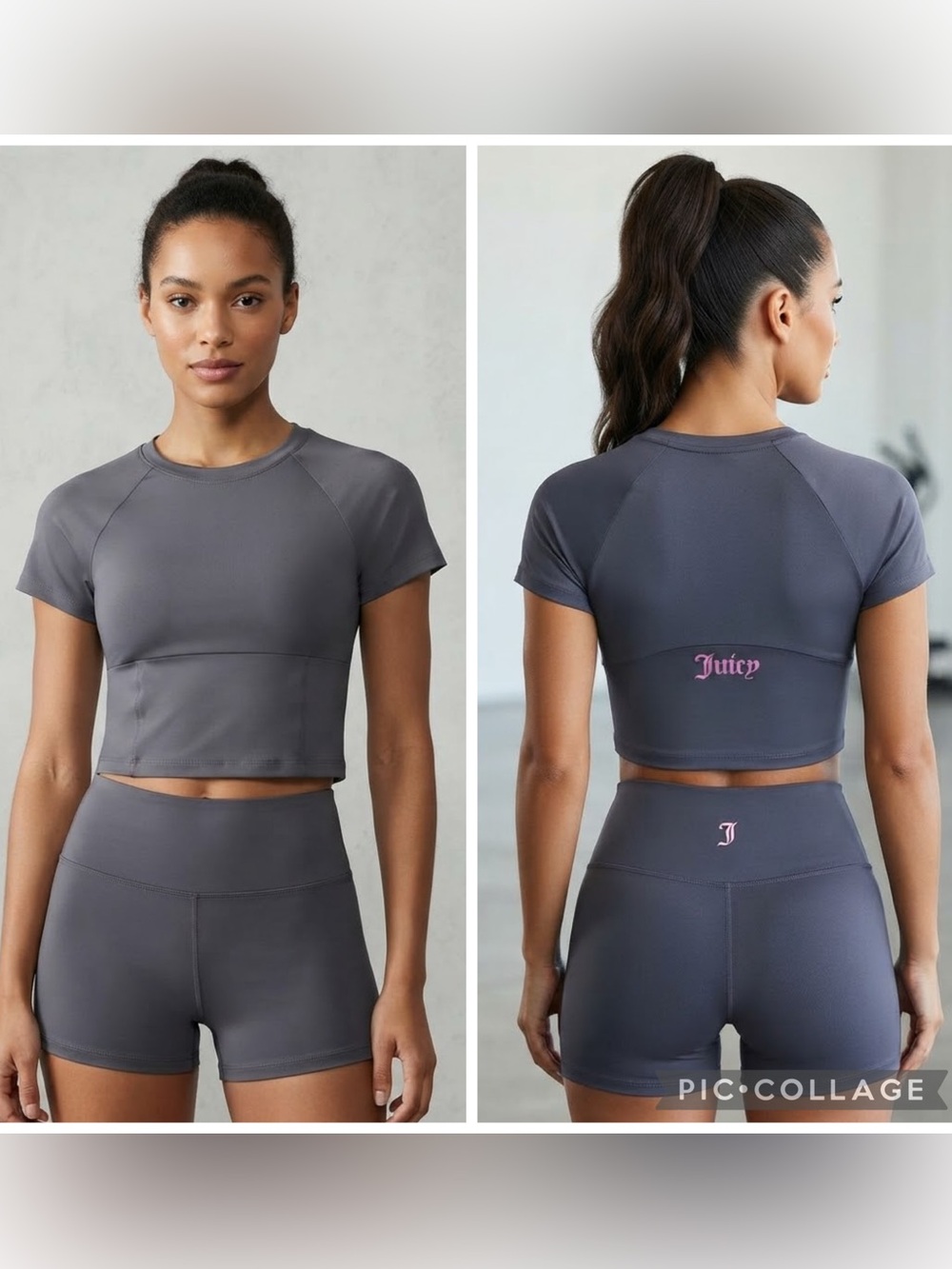 Juicy Couture Charcoal and Pink Crop Top
